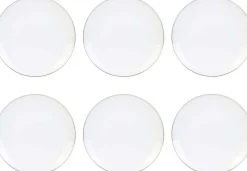 Assiette en porcelaine avec liseré doré (Lot de 6) (Assiettes plates - 20 cm)