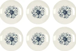 Assiette en porcelaine Cottage 20 cm (Lot de 6) (Blanc et bleu)