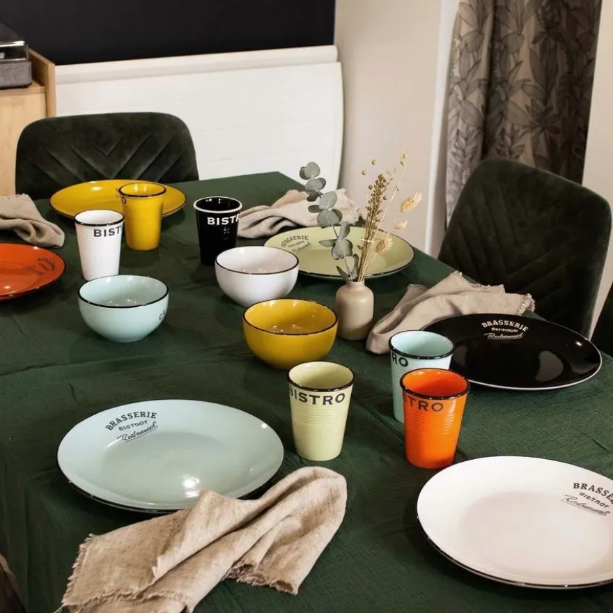 Assiettes colorées Brasserie bistrot (Lot de 6) (Assiettes plates - 27 cm)