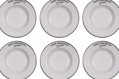Assiettes en grès blanc Bonne dégustation (Lot de 6) (Assiettes creuses - 23 cm)