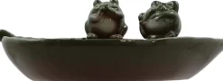 Bain oiseau en grès Nature (Grenouilles vertes)