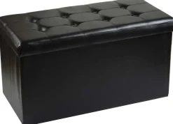 Banc coffre polyuréthane couvercle capitonné (Noir)