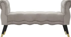 Banc en tissu Paris 120 x 40 x 60 cm (Gris - Noir et Doré)