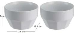 Bol en céramique Facette (Lot de 2) (Gris clair)