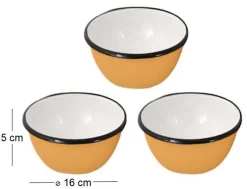 Bol en émail coloré Classic 16 cm (Lot de 3) (Jaune)