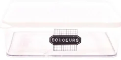 Boîte de conservation transparente à messages couvercle blanc (22.5 x 16 x 7 cm)