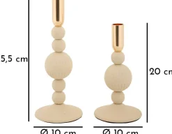 Bougeoir en métal Aster (Lot de 2) (Crème et doré)