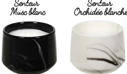 Bougie parfumée pot en dolomite effet marbre (Lot de 2) (8 x 11 cm)