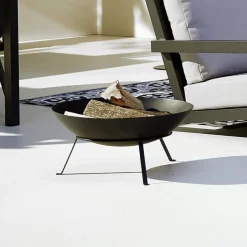 Brasero rond en métal sur pied (49,5 x 24,5 cm)