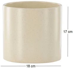 Cache pot en grès Sane 18x17cm (Beige)