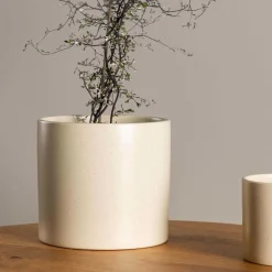 Cache pot en grès Sane 18x17cm (Beige)