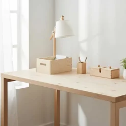 Caisse en bois brut de rangement (30 x 20 x 6 cm)
