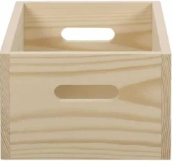Caisse en bois brut de rangement (30 x 20 x 6 cm)