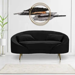 Canapé en tissu 2 places Oslo 148 x 84 x 68 cm (Noir et doré)