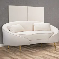 Canapé en tissu 2 places Oslo 148 x 84 x 68 cm (Crème et doré)