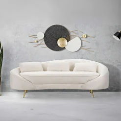 Canapé en tissu 3 places Oslo 185 x 84 x 68 cm (Crème et doré)