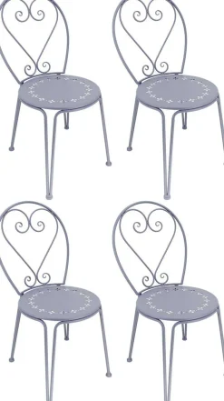 Chaise détente en fer Belle Époque (Lot de 4 )