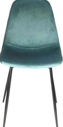 Chaise en velours côtelé Giulia (Lot de 2) (Bleu canard)