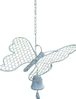 Cloche de jardin papillon blanc patiné
