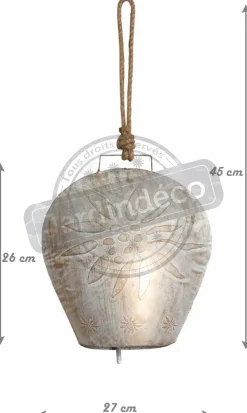 Cloche Edelweiss en métal blanchi (26 cm)