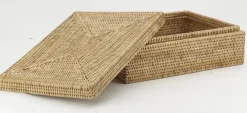 Coffret rectangulaire en rotin naturel