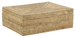 Coffret rectangulaire en rotin naturel