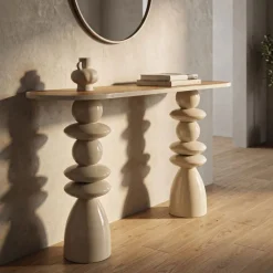 Console en métal avec plateau en bois Top 150 x 45 x 77.5 cm