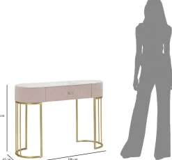 Console en métal avec tiroir Montpellier 100 x 40 x 75 cm (Rose)