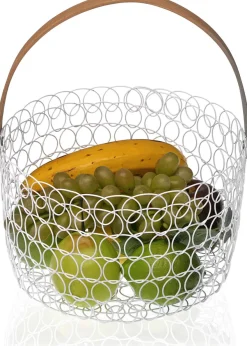 Corbeille à fruits ronde fil métallique 24 cm (Blanc)