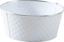 Corbeille ronde en métal laqué blanc