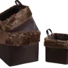 Corbeilles de rangement carrées avec fourrure synthétique (Lot de 3)