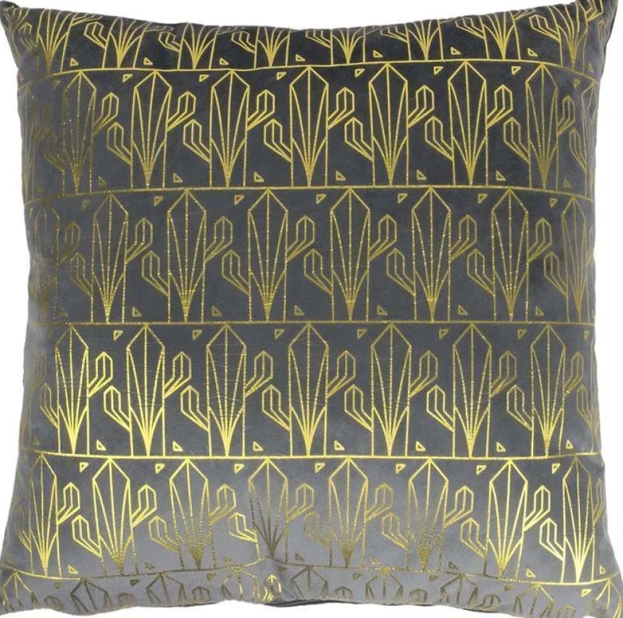 Coussin en velours imprimé Gold déhoussable 40 cm (Gris)
