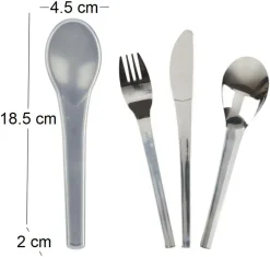 Couverts à emporter tout en un acier inoxydable (Etui gris)