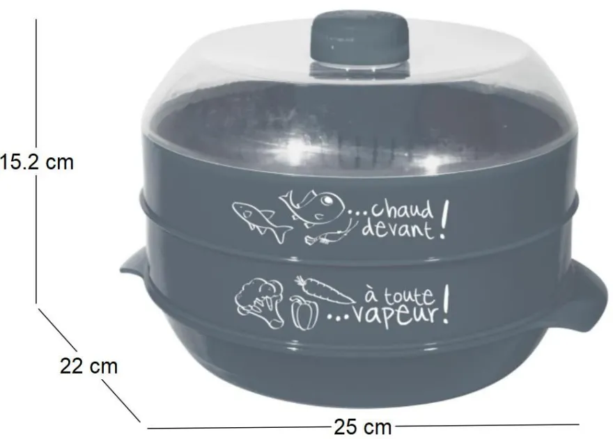 Cuit-vapeur à 2 étages spécial micro-ondes 2.4L (Gris anthracite)
