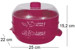 Cuit-vapeur à 2 étages spécial micro-ondes 2.4L (Fuschia)