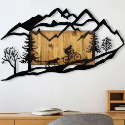 Décoration murale en bois et métal Walnut (Cycliste)