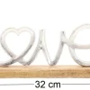 Décoration à poser en aluminium et bois de manguier 32 x 19 cm (Love)
