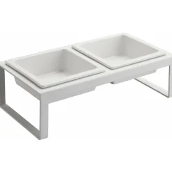 Double gamelle design surélevée pour chat Tower (Blanc)
