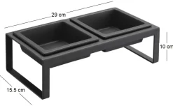 Double gamelle design surélevée pour chat Tower (Noir)
