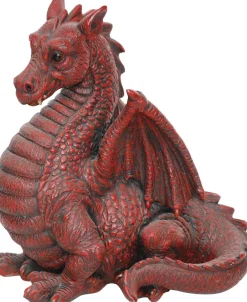 Dragon ailé rouge en résine 51 cm