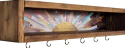 Etagère en bois avec 6 crochets Sunny