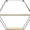 Etagère en bois et métal hexagonale 46 cm