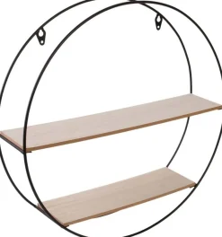 Etagère en bois et métal ronde 40 cm