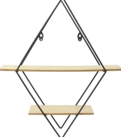 Etagère industrielle losange en bois et métal 46 cm