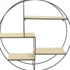 Etagère industrielle ronde en bois et métal 50 cm (Noir)
