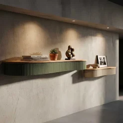 Etagères murales en bois d'hévéa et métal Frankfurt (Set de 2)