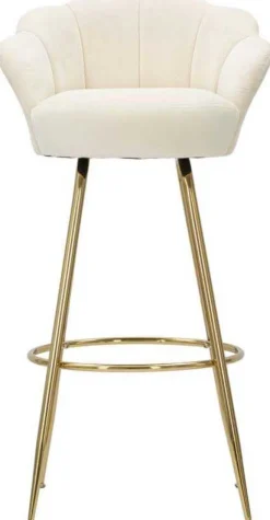 Fauteuil de bar en tissu et métal Vienna (Crème et doré)