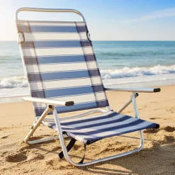 Fauteuil de plage en aluminium Maribel (Rayé bleu)