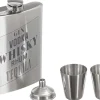 Fiole à whisky avec shooters et entonnoir
