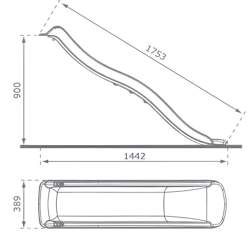 Glissière de toboggan avec vague en PEHD Tweeb 175 cm (Vert lemon)